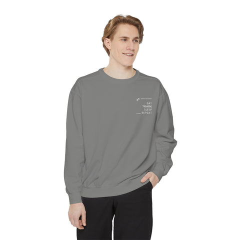 Embroidered Unisex Sweatshirt: Eat, Trade, Sleep, Repeat