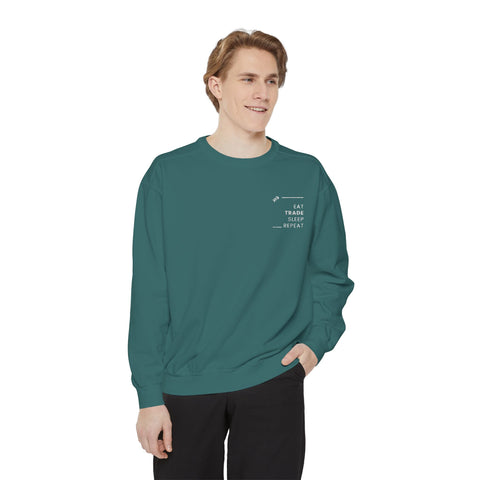 Embroidered Unisex Sweatshirt: Eat, Trade, Sleep, Repeat