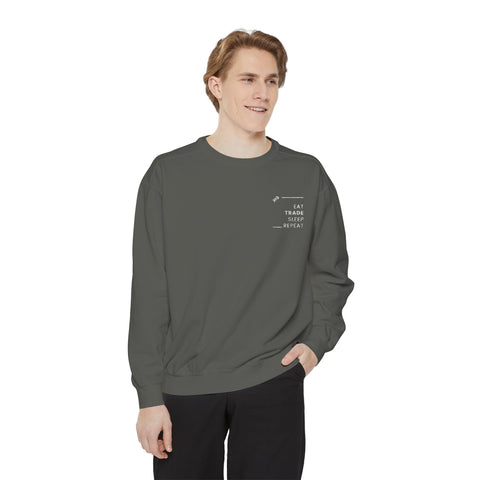 Embroidered Unisex Sweatshirt: Eat, Trade, Sleep, Repeat