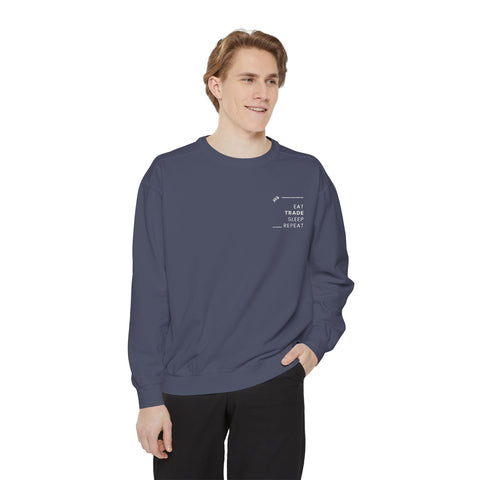 Embroidered Unisex Sweatshirt: Eat, Trade, Sleep, Repeat