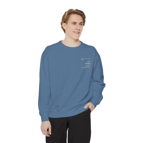 Embroidered Unisex Sweatshirt: Eat, Trade, Sleep, Repeat
